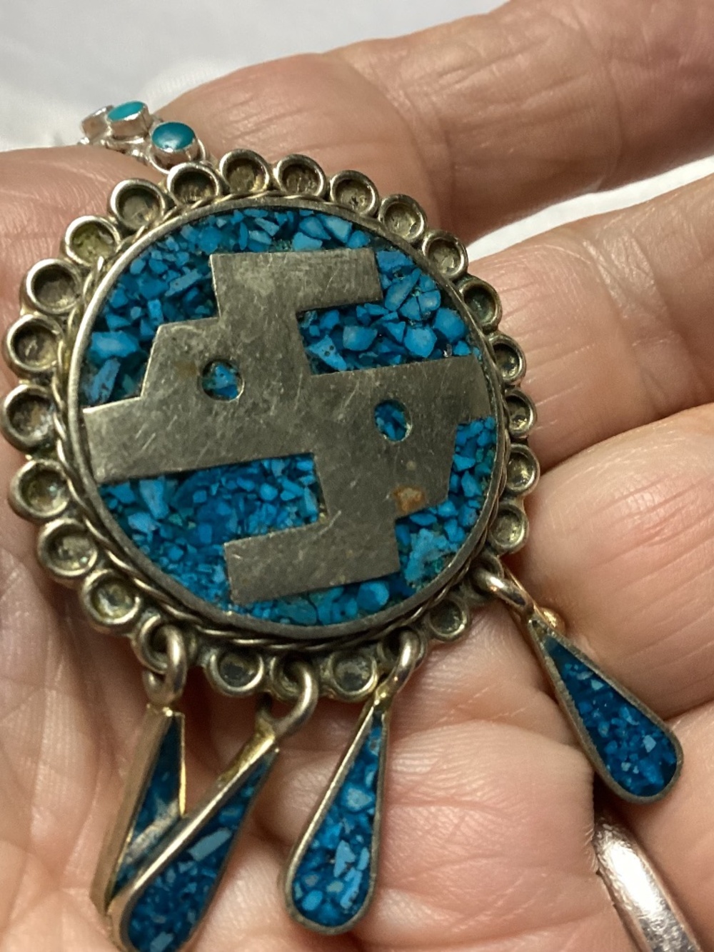 Alpaca. Brooch inlaid design  STERLING DROP DANGLE 💙💙💙💙